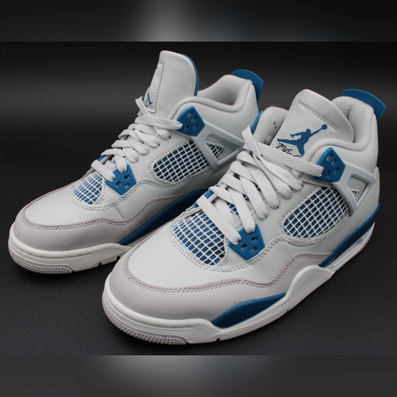 Air Jordan 4 Retro (GS) Off White/Military Blue 6.5Y - Picture 10 of 14